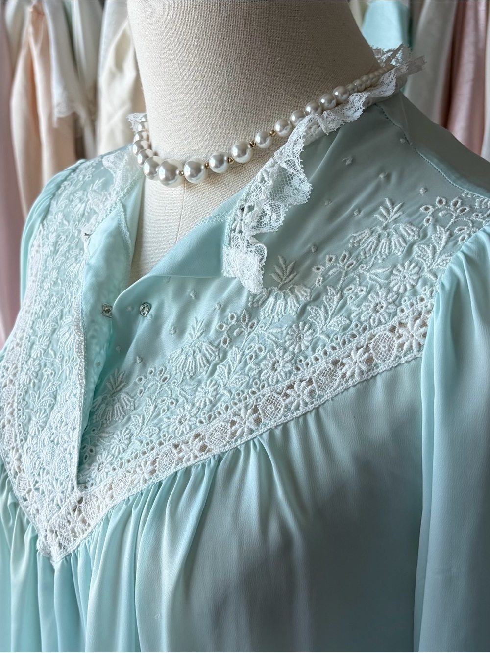 vintage christian dior aqua satin nightgown S